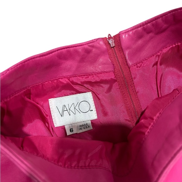 Vintage VAKKO Barbie hot Pink high waisted leather pencil Skirt Size 6 - Picture 3 of 10